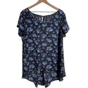 TORRID Women’s Sheer High Low Short Sleeve Floral Blouse Size 0/12 Plus Top
